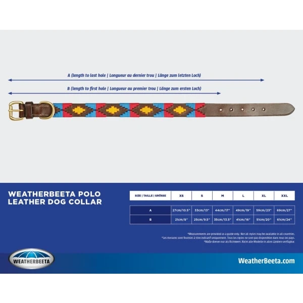 Weatherbeeta Polo Leather Dog Collar Cowdray Brown/Pink/Blue/Yellow 1 Weatherbeeta Polo Leather Dog Collar Cowdray Brown/Pink/Blue/Yellow