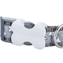 Red Dingo Stars Dog Collar In White On Grey