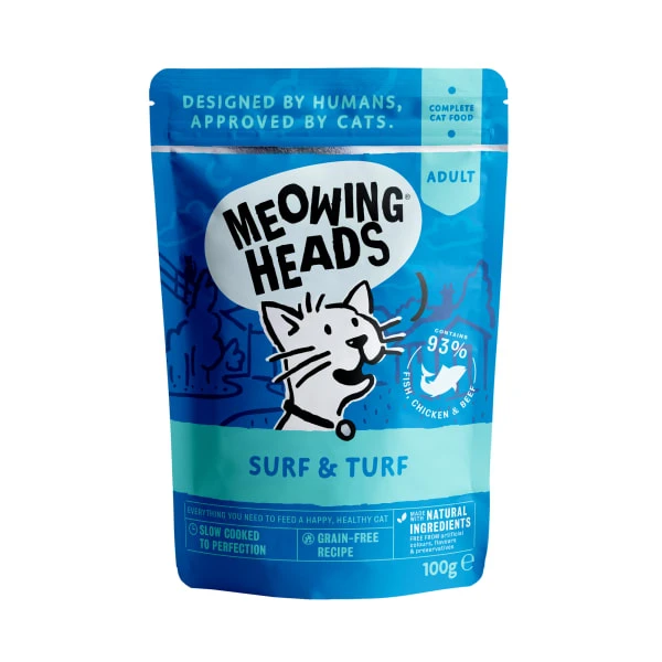 Meowing Heads Surf & Turf Adult Wet Cat Food In Pouches - Fish, Chicken & Beef 3 Meowing Heads Surf & Turf Adult Wet Cat Food In Pouches - Fish, Chicken & Beef - Image 3